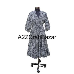 Robe mi-longue florale vintage coréenne Himanshi, coton écologique respirant, coupe confortable, facile à assortir, à porter au quotidien, différentes tailles - Product Image 2