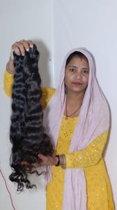 Extensiones de cabello humano de templo indio ondulado negro alineado con cutícula virgen 100%, Natural rizo de alta calidad, onda profunda suelta, Super onda - Product Image 2