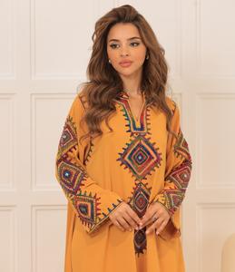 ชุดเดรสมุสลิมแบบดั้งเดิมชุดเดรสผ้าซาตินสไตล์ดูไบ - Product Image 6