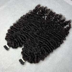 2024 Venta Flash Cabello humano vietnamita de alta calidad Puntas de queratina rizadas sedosas Color natural Extensiones de cabello ITip - Product Image 4