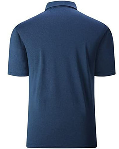 Camiseta de Manga Corta para Hombre, Cuello Redondo, Color Azul Marino, Corte Regular, Color Sólido, Transpirable, Tejido Piqué, 100% Algodón con Spandex, 220g, Casual - Product Image 2