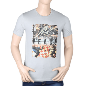 Camiseta estampada de manga corta con cuello redondo para hombre - Gris - Product Image 2
