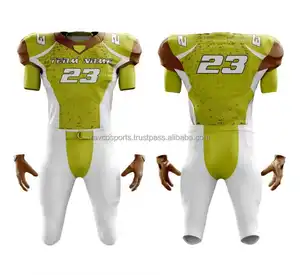 2024最新デザインオリーブグリーンカラーアメリカンフットボールユニフォームセットアップリケ刺繍アメリカンフットボールユニフォーム男性用