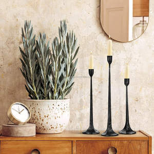 Ensemble de bougeoirs coniques en fer 3 hauts supports de chandeliers décoratifs pour table à manger de mariage décoration de fête de noël pot de bougie - Product Image 2