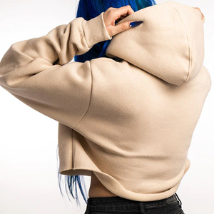 เสื้อสเวตเตอร์มีฮู้ดแขนยาวลำลองสำหรับผู้หญิงเสื้อครอปสไตล์สปอร์ตฤดูหนาวเสื้อครอปถักแบบธรรมดาเชือกรูด - Product Image 3