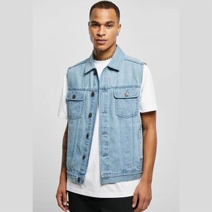 Oem caliente tendencia Chaleco de mezclilla para los hombres de talla grande transpirable con bolsillos delanteros bajo Moq sin mangas moda Chaleco de mezclilla para la venta - Product Image 3