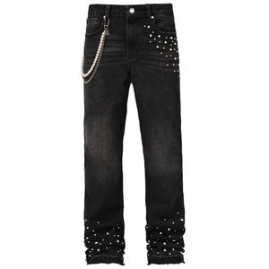 High Street Fashion Casual Style Jeans Men's <b>Denim</b> Straight Pants New Cross-Border Washed <b>Stretch</b> Stacked Design Autumn Pants - Product Image 1