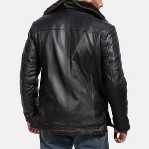 2025 New Arrival Winter Genuine Leather Bomber <b>Jacket</b> for Men Stand Collar Canvas Fabric Reversible Windproof Motorcycle Casual - Product Image 5