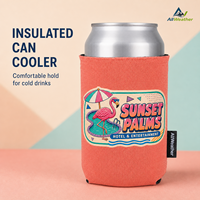 Manchon isotherme pliable en néoprène de 12 oz pour canettes, avec logo personnalisé, motif hôtel de villégiature tropicale, pour bière et soda