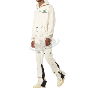 Survêtement à capuche évasé délavé à l'acide pour homme, le plus vendu, épais, respirant, avec logo personnalisé, style streetwear vintage, hiver - Product Image 3