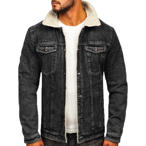 Factory Price <b>Sherpa</b> Lined Denim <b>Jacket</b> New Arrival Fashionable Washed Denim Winter <b>Jacket</b> for <b>Men</b> - Product Image 1