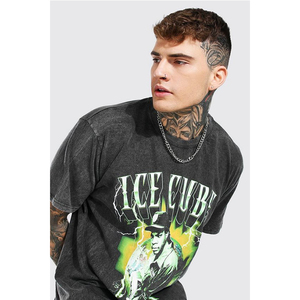 T-shirt streetwear T-shirt premium personnalisé 100% coton impression lavage à l'acide t-shirt pour hommes - Product Image 4