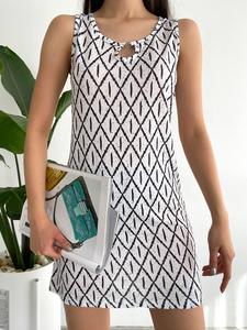 Mini abito Casual senza maniche stampato Mini abito di moda 2024 estate nuovo abbigliamento elegante Club donna