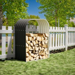 Corrugated Steel Log <b>Rack</b> Designed for Maximum Airflow and Clean Storage of <b>Firewood</b> Indoors or Outdoors - Product Image 5