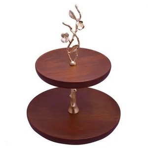 Support à gâteau de luxe en bois naturel Support rotatif en bois d'acacia nouveau design Support à gâteau en bois d'acacia et en feuille Support en métal Rode de SCI - Product Image 1