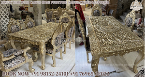 ชุดเฟอร์นิเจอร์ห้องอาหารอินเดีย แกรนด์วิลล่า ชุดโต๊ะและเก้าอี้รับประทานอาหารคุณภาพสูง ชุดรับประทานอาหารแกะสลักแบบดั้งเดิมระดับไฮเอนด์ - Product Image 2