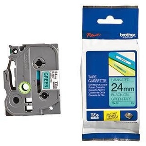 Cinta Adhesiva para Oficina Brother P-touch TZe-751, 24 mm x 8 m (Ancho x Largo), Casetes de Etiquetas Verde/Negro, Producto BROTHER - Product Image 1