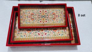 Bandeja Rectangular de Madera MDF Hecha a Mano, Ecológica y Natural, con Diseño Decorativo Pintado a Mano, Apta para Lavavajillas y Microondas - Product Image 6