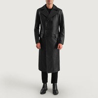 Manteau en cuir de luxe pardessus de haute qualité à carreaux personnalisés pour hommes mode veste décontractée hommes en peau de mouton Long manteau en cuir