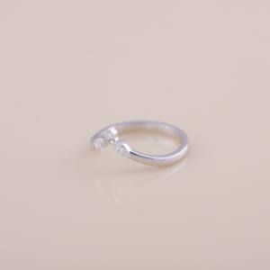 IGI Certified Marquise Diamond V-Shaped Contour <b>Ring</b> in 14K White / Rose & Yellow Gold - Product Image 2