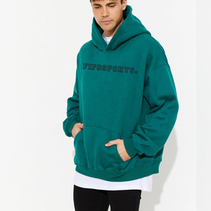 Alta calidad 360gsm 100% algodón personalizado bordado liso teñido de gran tamaño hombres Streetwear Sudadera con capucha con bolsillo para otoño - Product Image 4