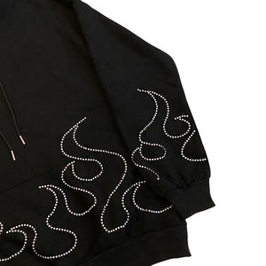 Top tendance vêtements d'hiver pour hommes 2023 sweats à capuche en strass à ourlet effiloché pour hommes sweats à capuche basiques sans ourlet et poches - Product Image 2