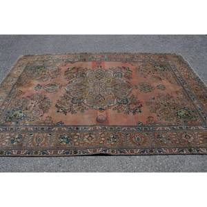 Alfombra turca de lana clásica marrón Beige de 6,6X9,5 pies, diseño de retazos para entrada, sala de estar o dormitorio, respaldo de látex - Product Image 3