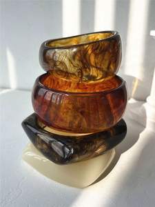 RESIN BANGLE Luxury Fashion Designer Resin Colour Full Bangle Gift Marble Amber Irregular OTHER <b>Bracelet</b> for Women <b>Girls</b> - Product Image 3