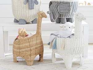 Panier de rangement en rotin naturel fait à la main en forme de girafe pour la chambre d'enfant, la décoration de la crèche et l'organisation de la maison - Product Image 5