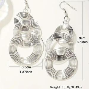 ต่างหูชุบทอง18K ต่างหูสแตนเลสสตีลหรูหราพร้อมห่วงสามห่วงไม่เสื่อมเสียพร้อมงานฝีมือ HF - Product Image 4