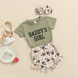 Set <span class=keywords><strong>di</strong></span> abbigliamento estivo Casual da due pezzi con stampa floreale in cotone per bambine - Product Image 2