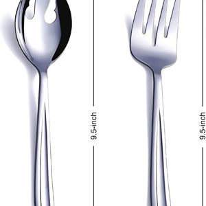 Ensemble de 2 serveurs à salade en acier inoxydable, vaisselle, couverts, vente chaude, écologique, passe au lave-vaisselle, fabriqué en Inde - Product Image 6