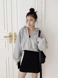 Sweat-shirts d'hiver pour femmes avec broderies et appliqués, fermeture éclair, style streetwear, coupe classique, 100% coton molletonné, grandes tailles 2025 - Product Image 3