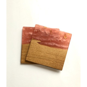 Best Selling Home Decor And Bar Handmade Square Epoxy Resin And Wood <b>Coasters</b> With Gold Flakes Decorative <b>Drink</b> <b>Coaster</b> - Product Image 3