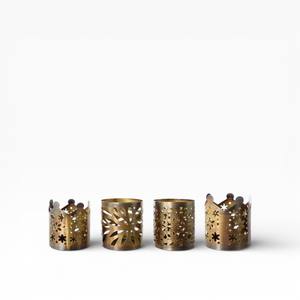 Portavelas Votivo de Metal de Cobre Geométrico con Forma Facetada y Diseño Perforado para Decoración Moderna - Product Image 3