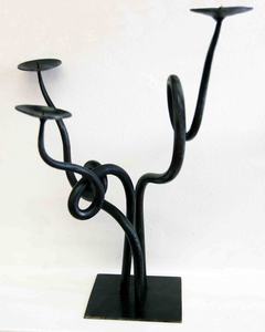 Candelero de pie forjado, candelabro de hierro forjado con textura a mano, candelabro primitivo de estilo dinosaurio, decorativo japonés para el hogar - Product Image 6