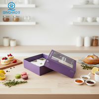 Boîtes d'emballage rigides pour gâteaux, écologiques, imperméables, biodégradables, recyclables, avec fenêtre transparente, en carton robuste, personnalisables, avec gaufrage