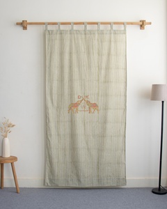 Hand Block Striped Printed Cotton <b>Curtains</b> Set Striped Design <b>for</b> Bedroom Door And <b>Window</b> <b>Curtains</b> - Product Image 4