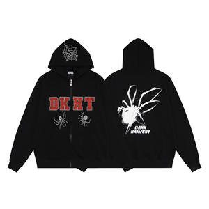 Nouveauté Vente en gros Streetwear Sweat à capuche américain lourd imprimé araignée Sweat à capuche araignée noir - Product Image 2