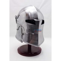 Casco de Caballero Medieval de Acero Completo, Plateado y Pulido, con Visera, para Cosplay, Recreación Histórica, Cine y Televisión, Hecho a Mano y Personalizado