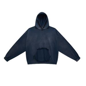Sweat à capuche unisexe en molleton léger et écologique 100% coton, lavage à l'acide, logo personnalisé brodé, surdimensionné, devant long, automne - Product Image 1