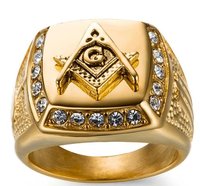 Bague Maçonnique Maître Maçon Loge Bleue – Zirconium Doré Personnalisable en Argent Massif OEM