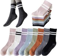 Chaussettes de Pilates rayées pour femmes, antidérapantes, couleur unie, mi-mollet, pour yoga, sport et fitness, vente en gros