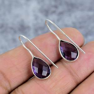 Purple Amethyst Pear Shape 925 <b>Sterling</b> <b>Silver</b> <b>Drop</b> <b>Earrings</b> for Women Party & Anniversary Gift - Product Image 4