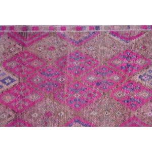 Tapis de couloir vintage, tapis turc 2,6x12,8 pieds, tapis oriental en laine rose - Product Image 5