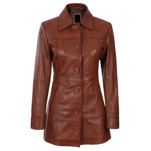 Nuevo diseño de abrigos de cuero cálidos de Invierno para mujer, abrigos de cuero real transpirables personalizados para mujer para damas - Product Image 1