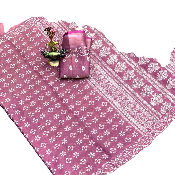 Premium Quality Summer Cotton with Beautiful Batik Digital Print Sari for Women