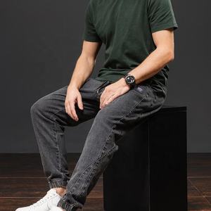Jeans de Mezclilla de Estilo Americano de Alta Calidad, Lavado Medio, Costuras Elásticas, Cintura Baja con Cordón, para Hombre, Otoño, Nuevo, Corte Recto Holgado - Product Image 4