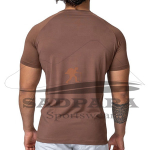 T-shirts d'entraînement de gymnastique pour hommes 100% coton à manches courtes en maille respirante à séchage rapide Muscle Fit Action Bodybuilding T-Shirt Lettre - Product Image 5