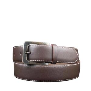 Ceinture en cuir véritable pour hommes, vente en gros de haute qualité, bord plume élégant, couleur bordeaux, logo personnalisé, ceinture en cuir formelle en alliage - Product Image 1